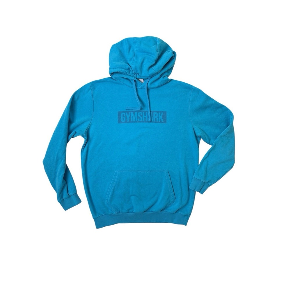 Gymshark Mens Hoodie Blue Pullover Hooded Sweatshirt Athletic Logo Fleece Large